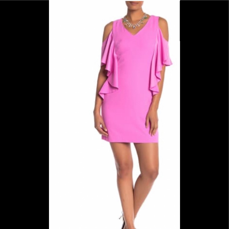 Trina Turk Pink Cold Shoulder Dress